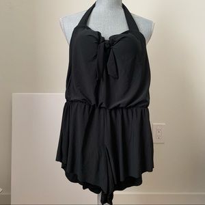 Black Halter Swim Romper